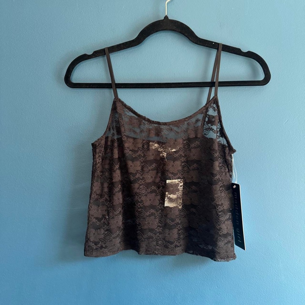 Women's Lace Camisole Women's Size XS Black Madden Girl NWT Sheer Goth Emo Witch